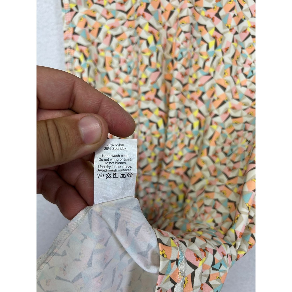 Geometric Retro J.Crew Women S Multicolor Sleeveless Mock Neck Rash Guard Top - Picture 4 of 9